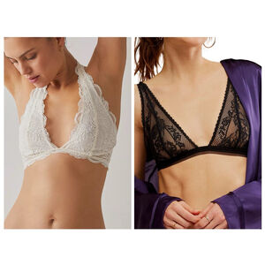 Free People Women’s Intimately FP Reya & Last Dance Bralette Set M Black Ivory